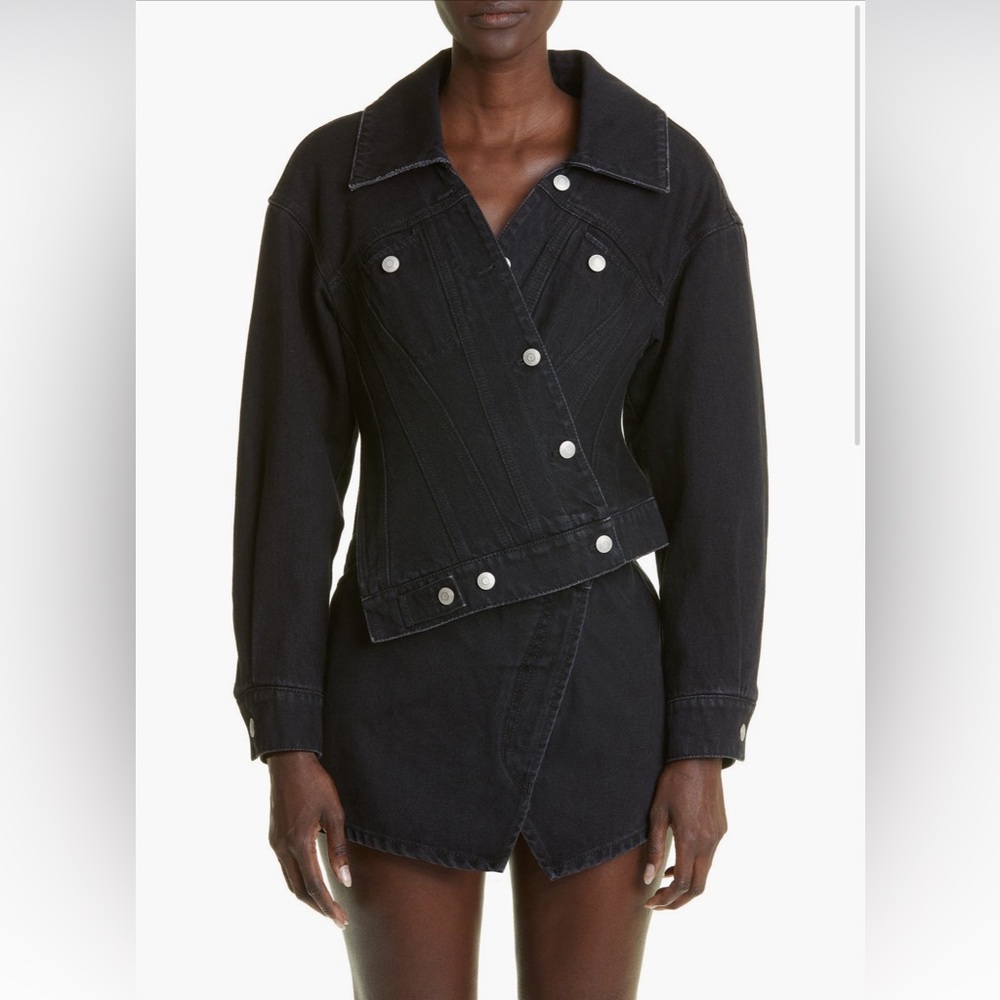 100% Authentic Alexander McQueen asymmetric denim jacket NWT